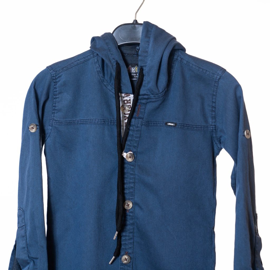 0303 Chemise capuche bleu