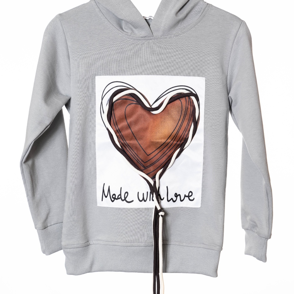 6040 Pull capuche gris coeur 